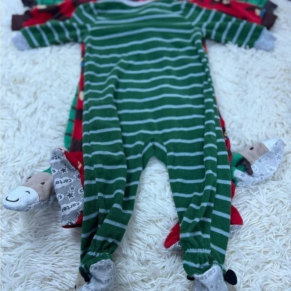 Boys Toddler 3 piece size 12 Months Footie Pajamas lot by Carters